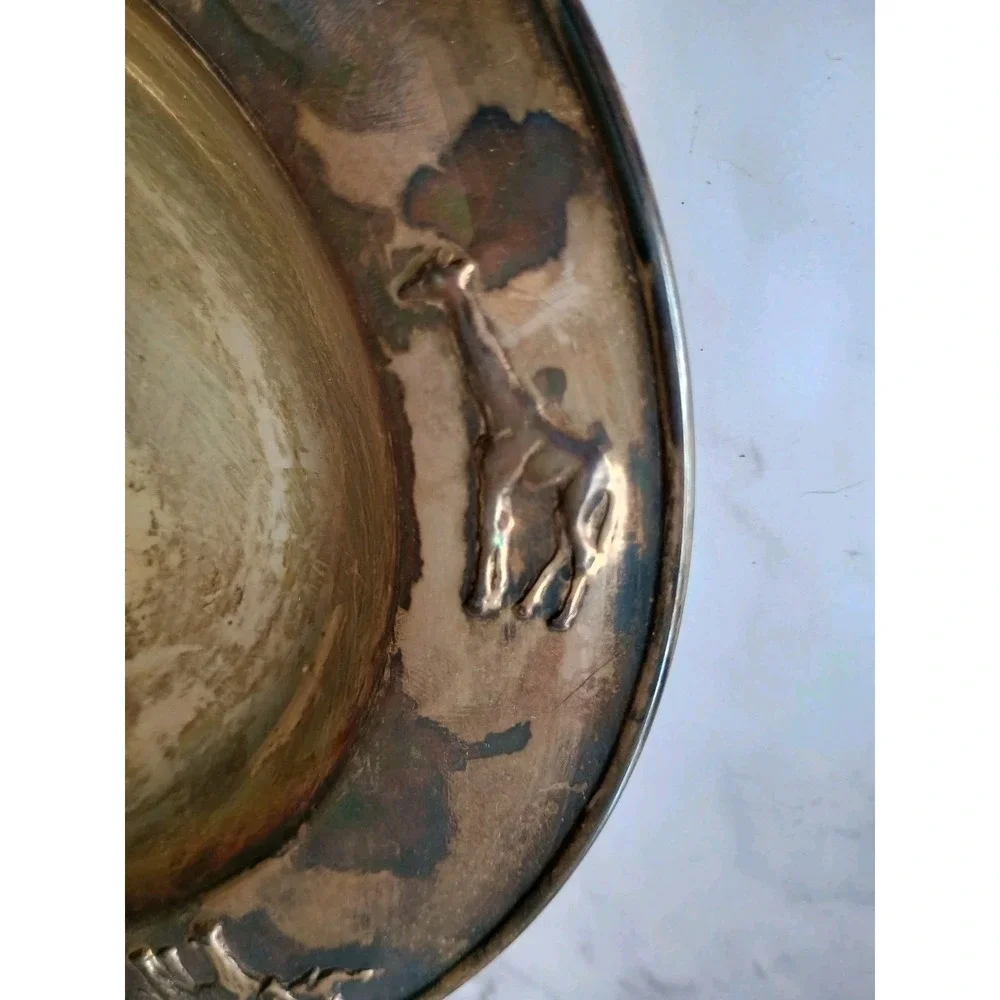 Baby Feeding Bowl Animal Pattern Denmark Silver Plated